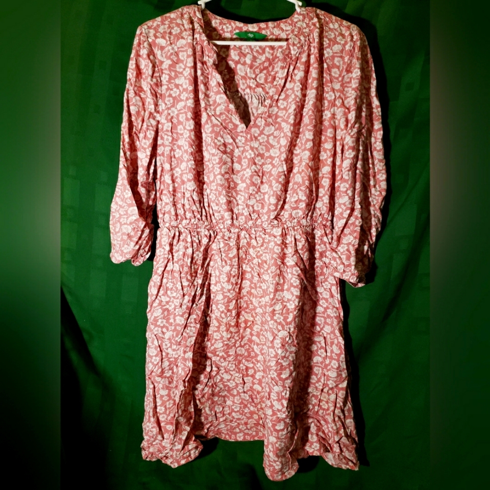 Large Red Dip Flower Print Short Sleeve Skirt